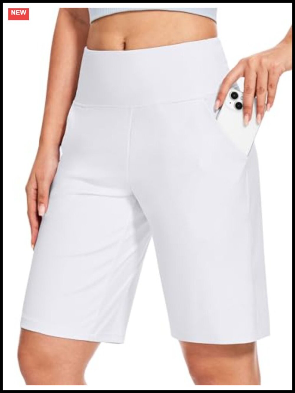 High Waisted Bermuda Shorts Knee Length with Pockets Athletic Lounge Yoga